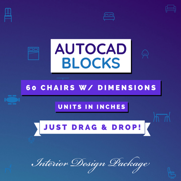Autocad Blocks A collection of 60 Chairs