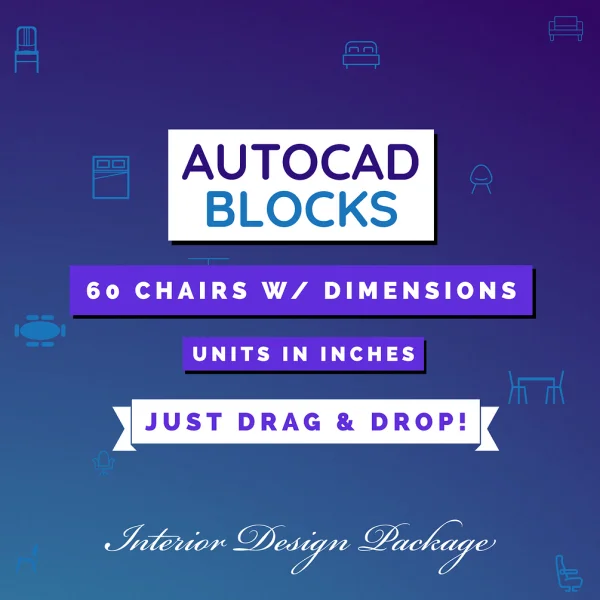 Autocad Blocks A collection of 60 Chairs