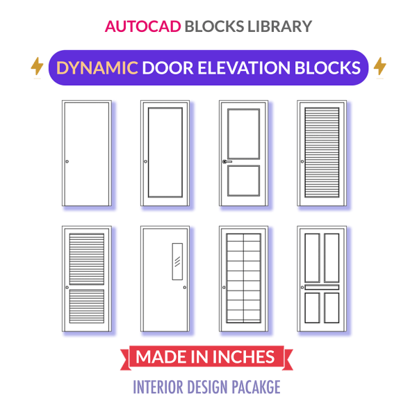 Autocad Standard Door Blocks Dynamic Elevations