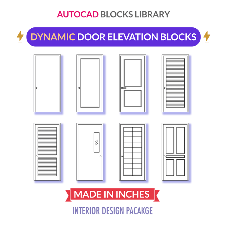 Autocad Standard Door Blocks Dynamic Elevations Jay Cad Store