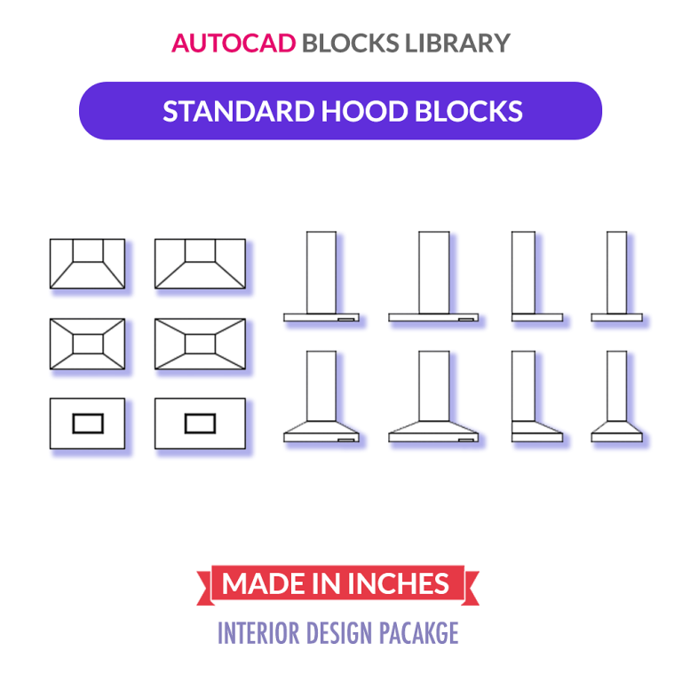 Autocad Standard Hood Blocks Plan & Elevation Views Jay Cad Store
