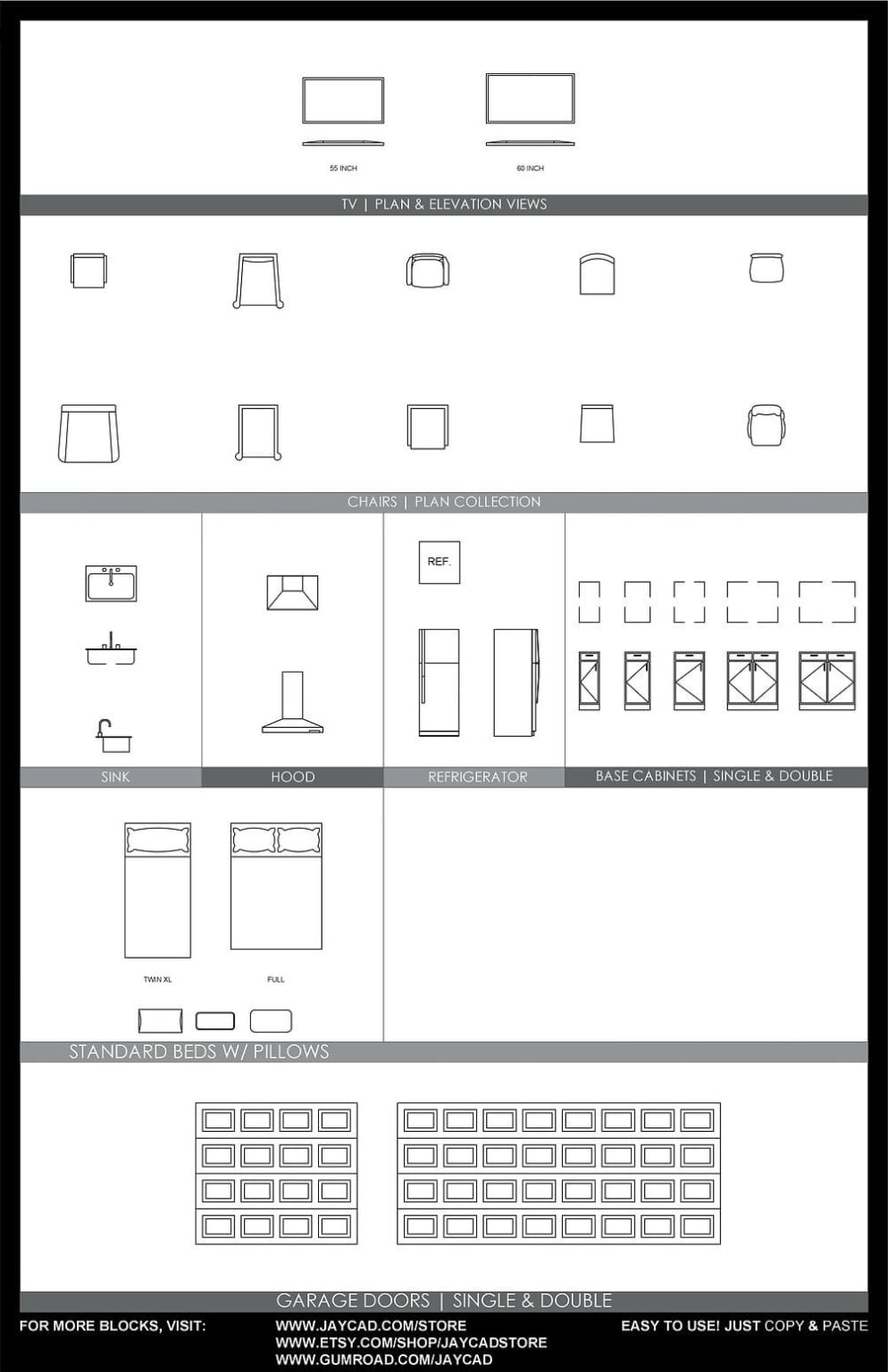 Free Autocad Blocks Collection Imperial Units Jay Cad Store